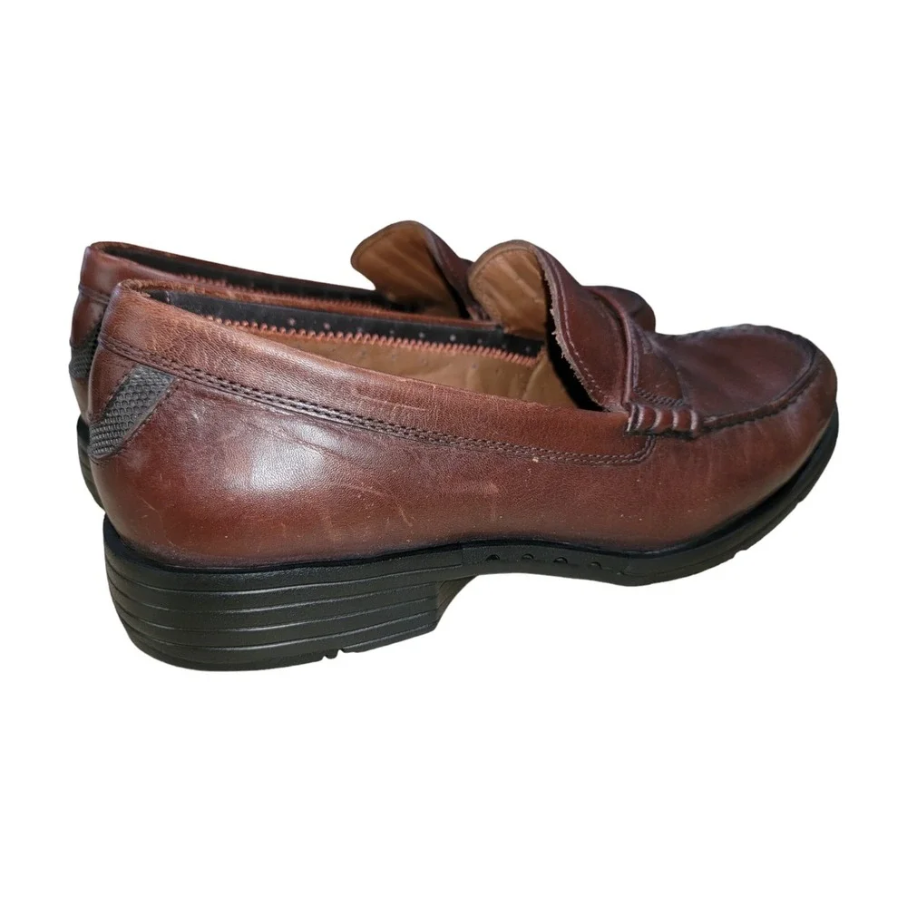 Clarks Unstructured Mens Brown Leather Classic Comfort‎ Penny Loafer Shoes 10 W